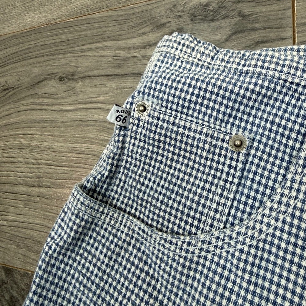 Vintage Route 66 Womens Blue Gingham High Waisted Carpenter Shorts Size 9/10 - Picture 4 of 10